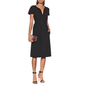 Salvatore Ferragamo Wool Midi Black Dress
